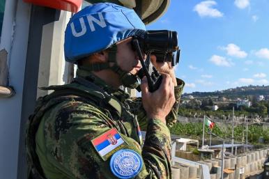 A UNIFIL peacekeeper on duty in Lebanon - source: United Nations