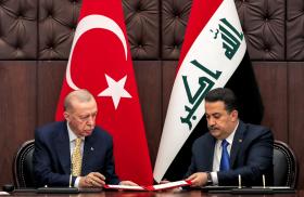Turkish President Erdogan and Iraqi Prime Minister al-Sudani meet in Baghdad in April 2024 - source: Reuters